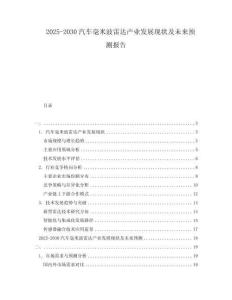 2025-2030汽車毫米波雷達(dá)產(chǎn)業(yè)發(fā)展現(xiàn)狀及未來預(yù)測報告