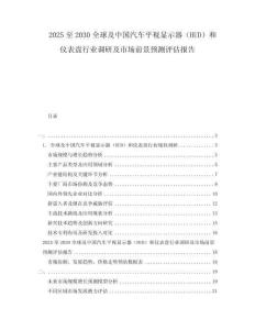 2025至2030全球及中國汽車平視顯示器（HUD）和儀表盤行業(yè)調(diào)研及市場前景預(yù)測評估報告
