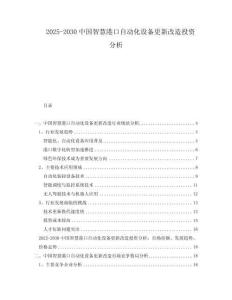 2025-2030中國智慧港口自動化設(shè)備更新改造投資分析