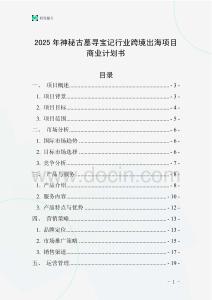 2025年神秘古墓尋寶記行業(yè)跨境出海項(xiàng)目商業(yè)計(jì)劃書