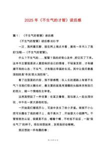 2025年《不生氣的才智》讀后感