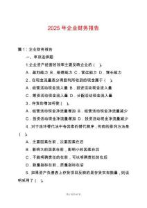 2025年企業(yè)財(cái)務(wù)報(bào)告