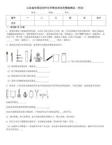 山東省環翠區初中化學期末測試完整版精品（奪冠）