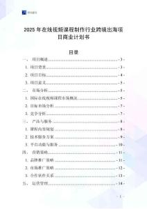 2025年在線視頻課程制作行業(yè)跨境出海項目商業(yè)計劃書