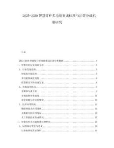 2025-2030智慧燈桿多功能集成標準與運營分成機制研究