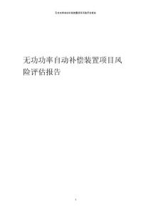 無功功率自動補償裝置項目風險評估報告