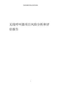 無線呼叫器項目風險分析和評估報告