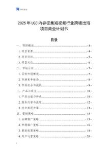 2025年UGC內(nèi)容征集短視頻行業(yè)跨境出海項目商業(yè)計劃書