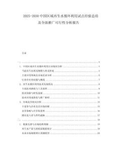 2025-2030中國區域再生水循環利用試點經驗總結及全面推廣可行性分析報告