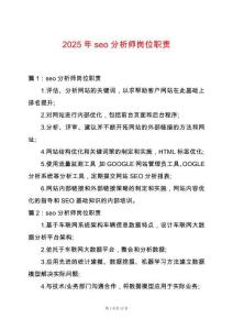 2025年seo分析師崗位職責(zé)
