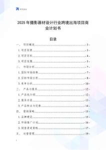 2025年攝影器材設(shè)計行業(yè)跨境出海項目商業(yè)計劃書