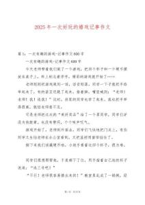 2025年一次好玩的嬉戲記事作文