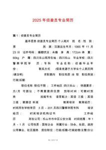 2025年偵查員專業簡歷