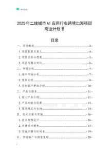 2025年二線城市AI應用行業跨境出海項目商業計劃書