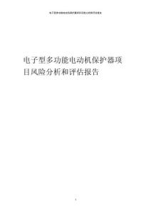 電子型多功能電動(dòng)機(jī)保護(hù)器項(xiàng)目風(fēng)險(xiǎn)分析和評(píng)估報(bào)告