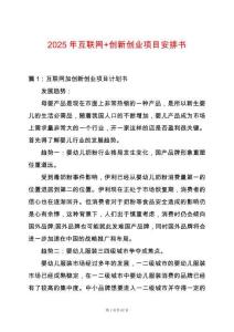2025年互聯(lián)網(wǎng)+創(chuàng)新創(chuàng)業(yè)項目安排書