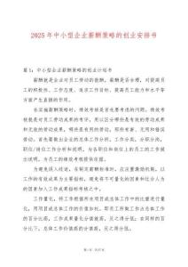 2025年中小型企業薪酬策略的創業安排書