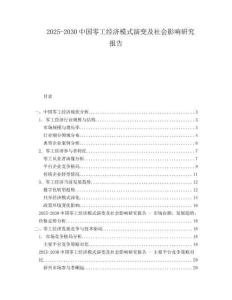 2025-2030中國(guó)零工經(jīng)濟(jì)模式演變及社會(huì)影響研究報(bào)告