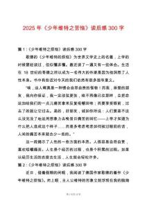 2025年《少年維特之苦惱》讀后感300字