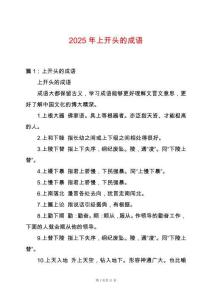 2025年上開頭的成語