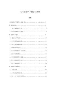 六年級數(shù)學(xué)下冊學(xué)習(xí)規(guī)劃