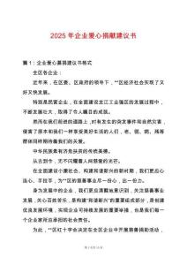 2025年企業愛心捐獻建議書