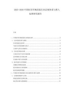 2025-2030中國醫用車輛改裝行業法規體系與準入標準研究報告