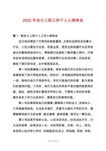 2025年會(huì)計(jì)入職工作個(gè)人心得體會(huì)