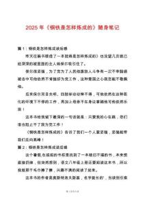 2025年《鋼鐵是怎樣煉成的》隨身筆記