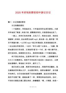 2025年好玩的野炊初中游記日記