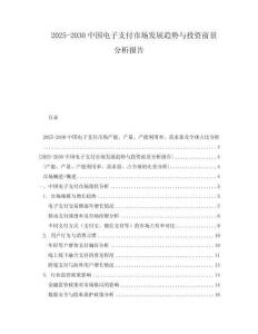 2025-2030中國電子支付市場發展趨勢與投資前景分析報告