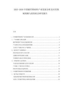 2025-2030中國碳纖維材料產業發展分析及應用領域預測與投資機會研究報告