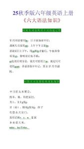 【2025秋新版】六年級英語上冊 《六大語法知識(shí)》