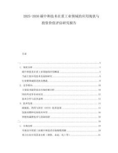 2025-2030碳中和技術(shù)在重工業(yè)領(lǐng)域的應(yīng)用現(xiàn)狀與投資價(jià)值評估研究報(bào)告