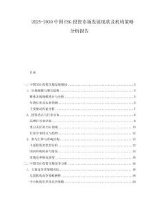 2025-2030中國ESG投資市場發展現狀及機構策略分析報告