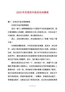 2025年在現實中追求志向隨筆