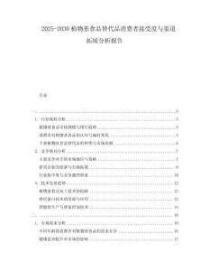 2025-2030植物基食品替代品消費者接受度與渠道拓展分析報告