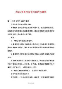 2025年各專業實習目的與要求