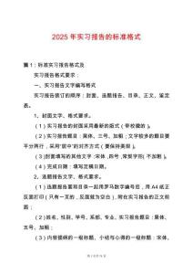 2025年實習報告的標準格式