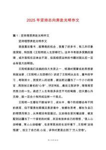 2025年堅持志向奔赴光明作文