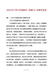 2025年小學(xué)六年級(jí)數(shù)學(xué)《和復(fù)習(xí)》的教學(xué)反思