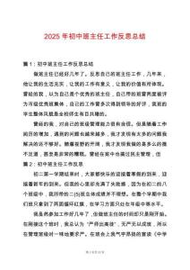 2025年初中班主任工作反思總結