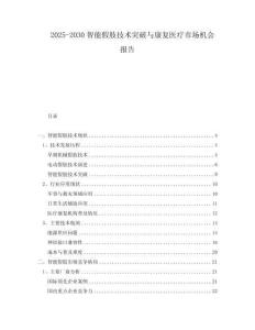 2025-2030智能假肢技術(shù)突破與康復(fù)醫(yī)療市場(chǎng)機(jī)會(huì)報(bào)告