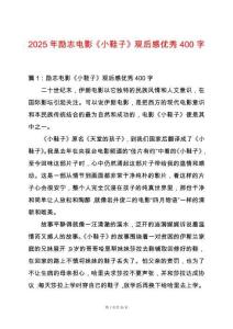 2025年勵志電影《小鞋子》觀后感優秀400字