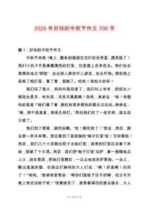 2025年好玩的中秋節(jié)作文700字