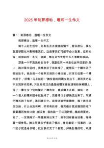 2025年剎那感動，暖和一生作文