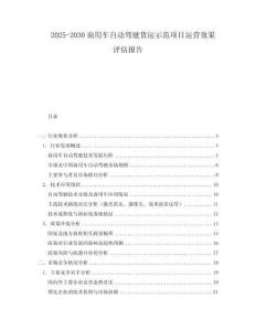 2025-2030商用車自動駕駛貨運示范項目運營效果評估報告