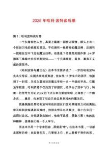 2025年哈利·波特讀后感