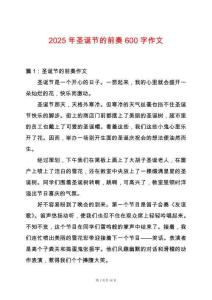 2025年圣誕節的前奏600字作文