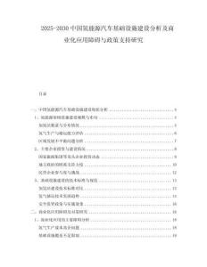 2025-2030中國氫能源汽車基礎設施建設分析及商業化應用障礙與政策支持研究